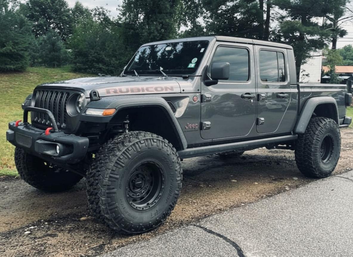 2022 Jeep Gladiator on 17x10 Vision Tactical - Satin Black wheels with 345/80 tires, lift 4.5"