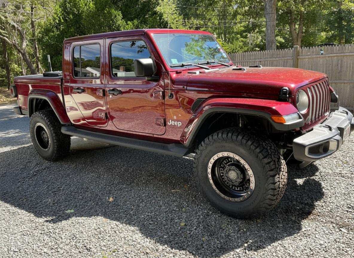 2022 Jeep Gladiator on 18x9.5 Black-Rhino Abrams - Black wheels with 320/70 tires, Fabtech lift 3"