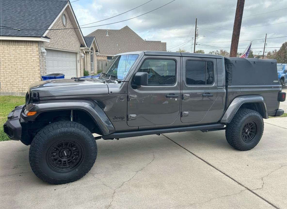 2024 Jeep Gladiator on 17x9 Mayhem Compass - Matte Black wheels with 33.8"x11.2" tires, Teraflex lift 2.5"